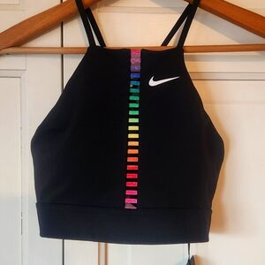 Nwt! Nike Black Sports Bra with Rainbow Detail